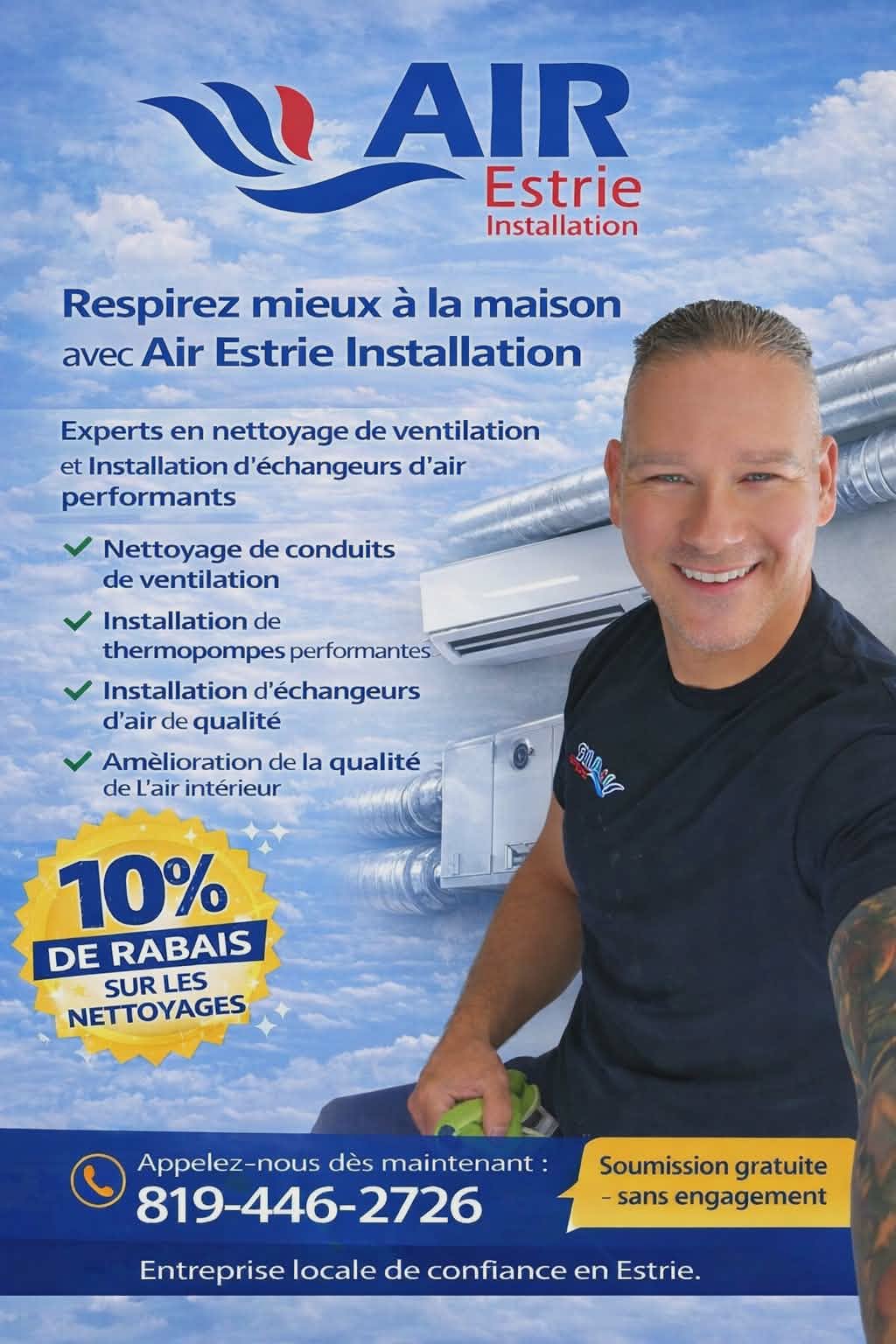 Nettoyage de conduits de ventilation à Sherbrooke et ses environs