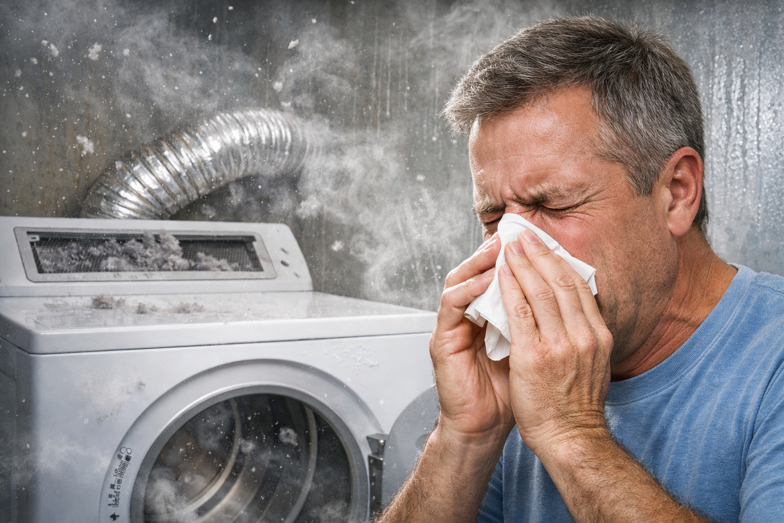 Poussières et allergies causées par le tuyau de sécheuse bouché